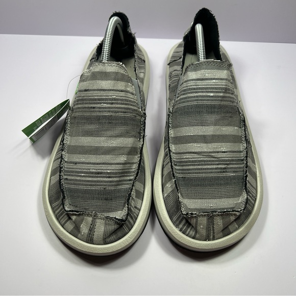 NEW Sanuk Donny Slip On Sandals Men’s 12 Grey Striped - Picture 2 of 13